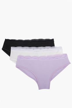Cotton Lace Bikini Panties - Pack of 3
