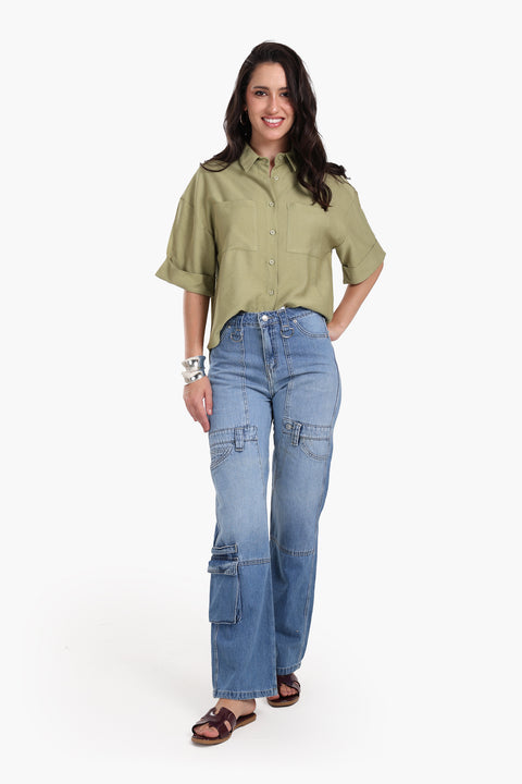 Straight Cut Cargo Jeans