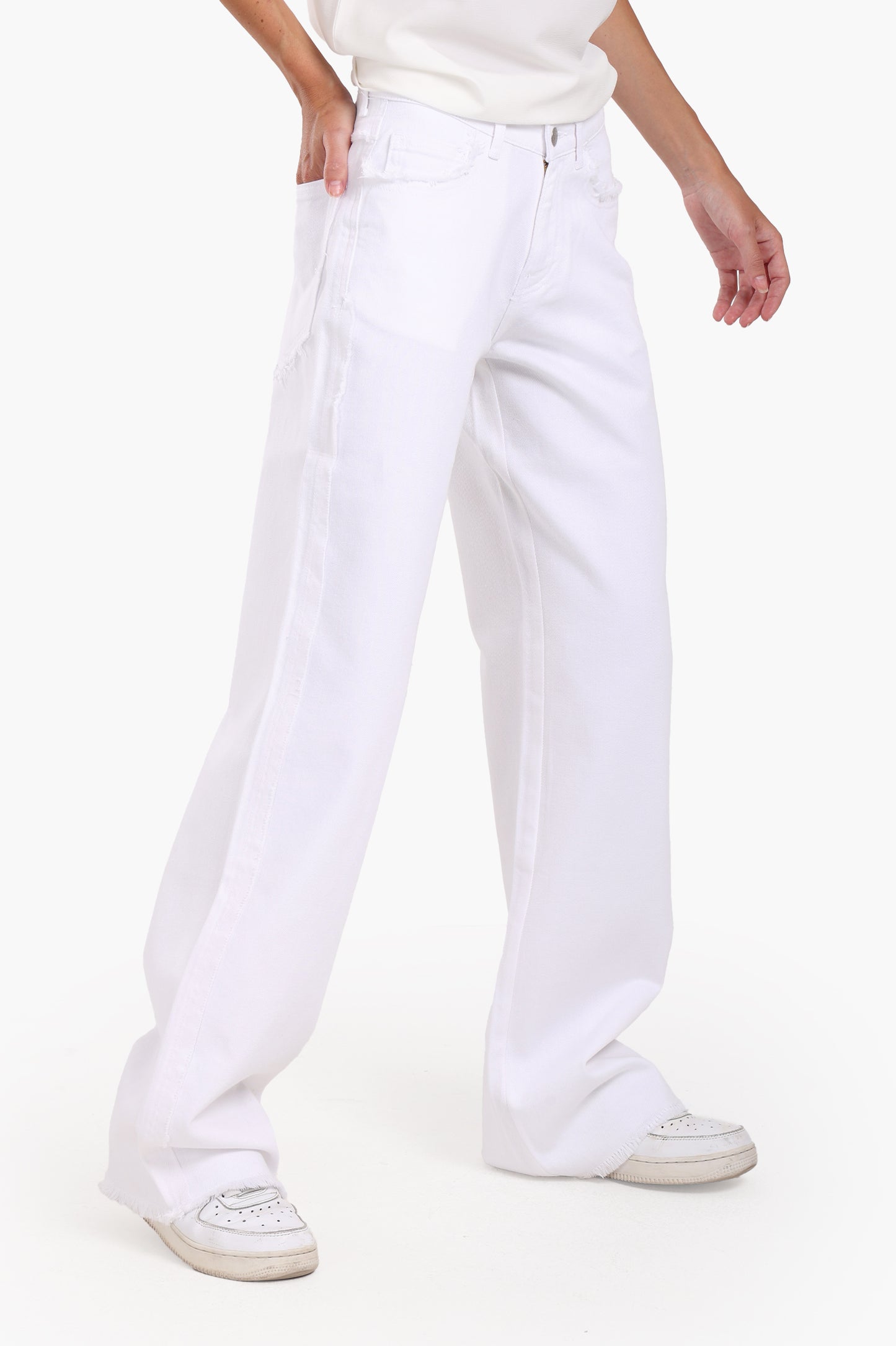 White Denim with Fringes