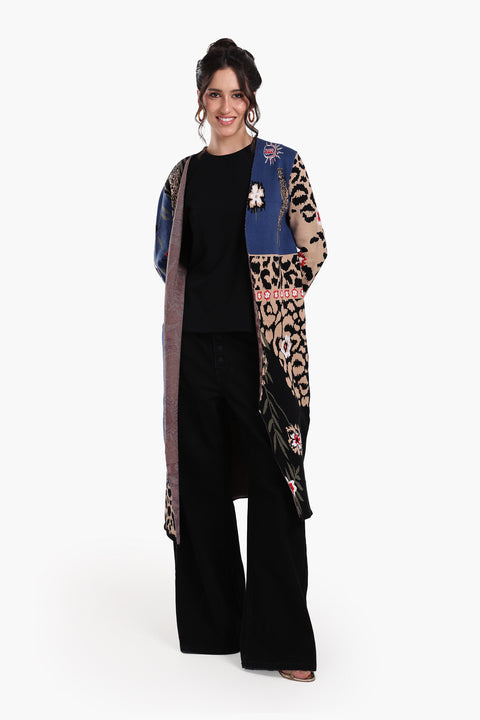 Leopard & Floral Prints Cardigan
