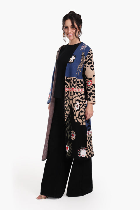 Leopard & Floral Prints Cardigan