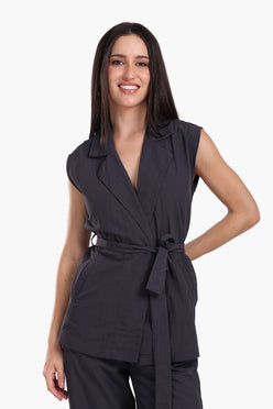 Dark Grey Notch Collar Vest