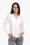 Collared V-Neck Poplin Shirt