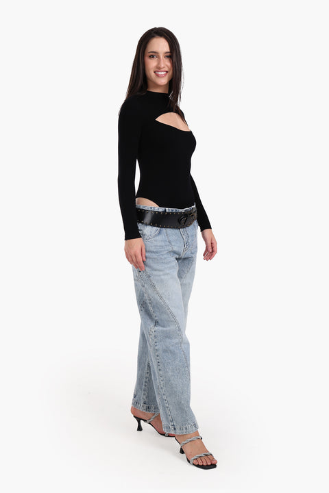 Central Chest Cut-Out Bodysuit