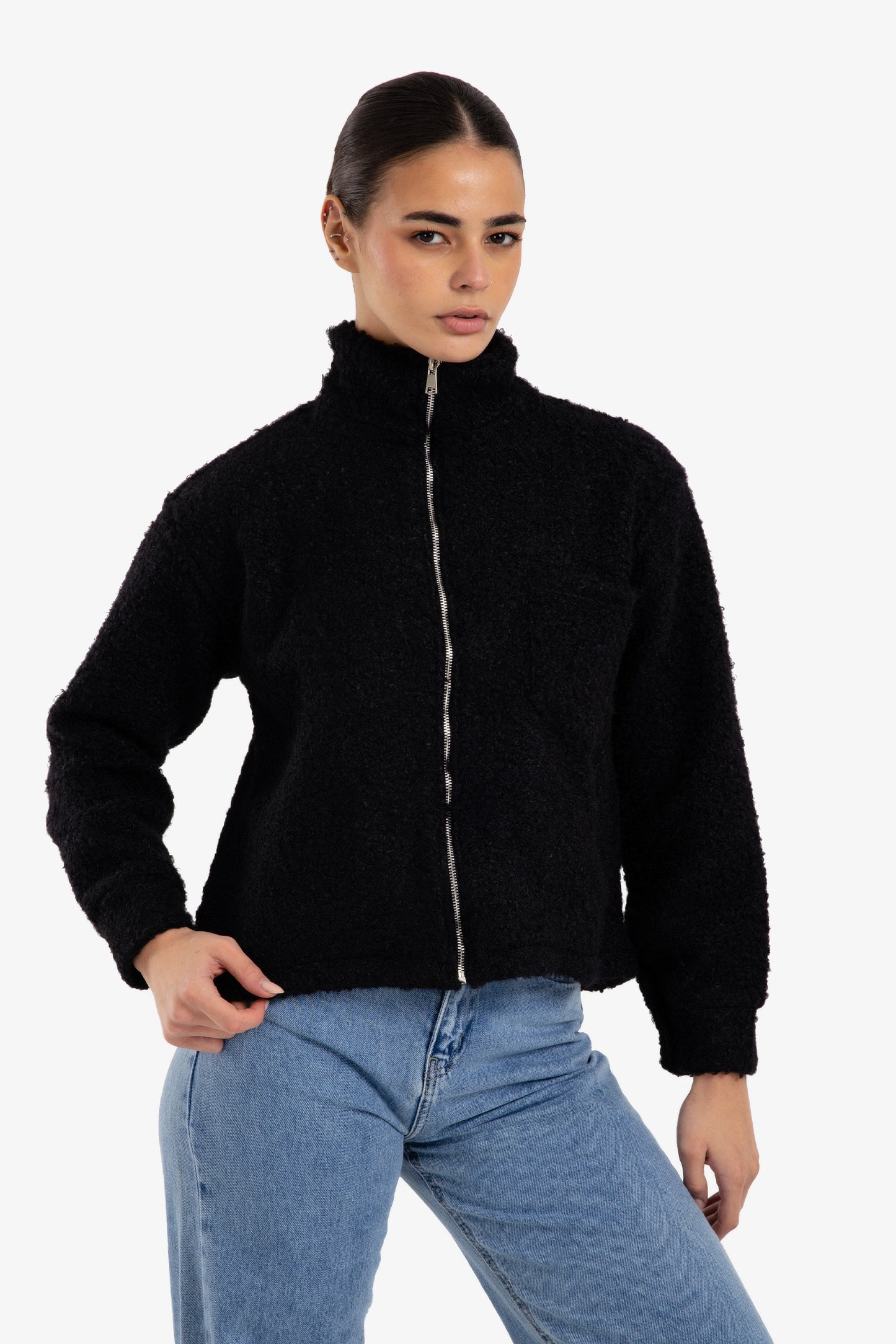 Stand Collar Wool Jacket