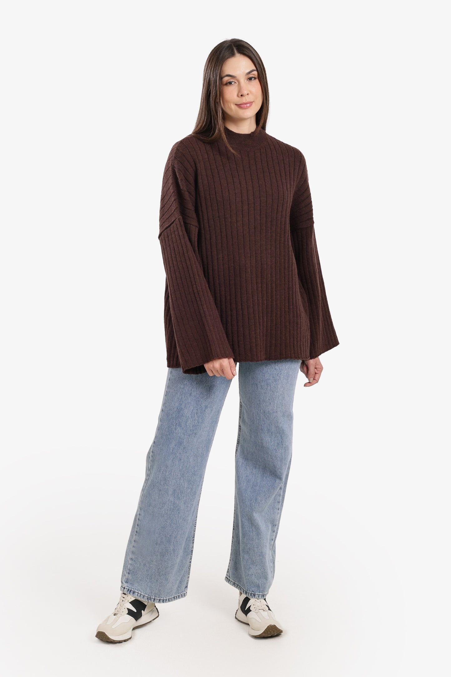 Mock Neck Ribbed Pullover