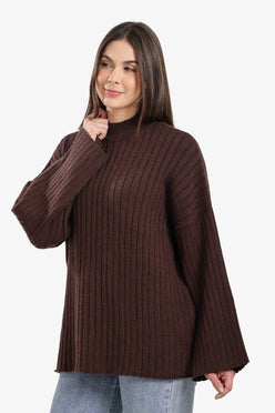 Mock Neck Ribbed Pullover