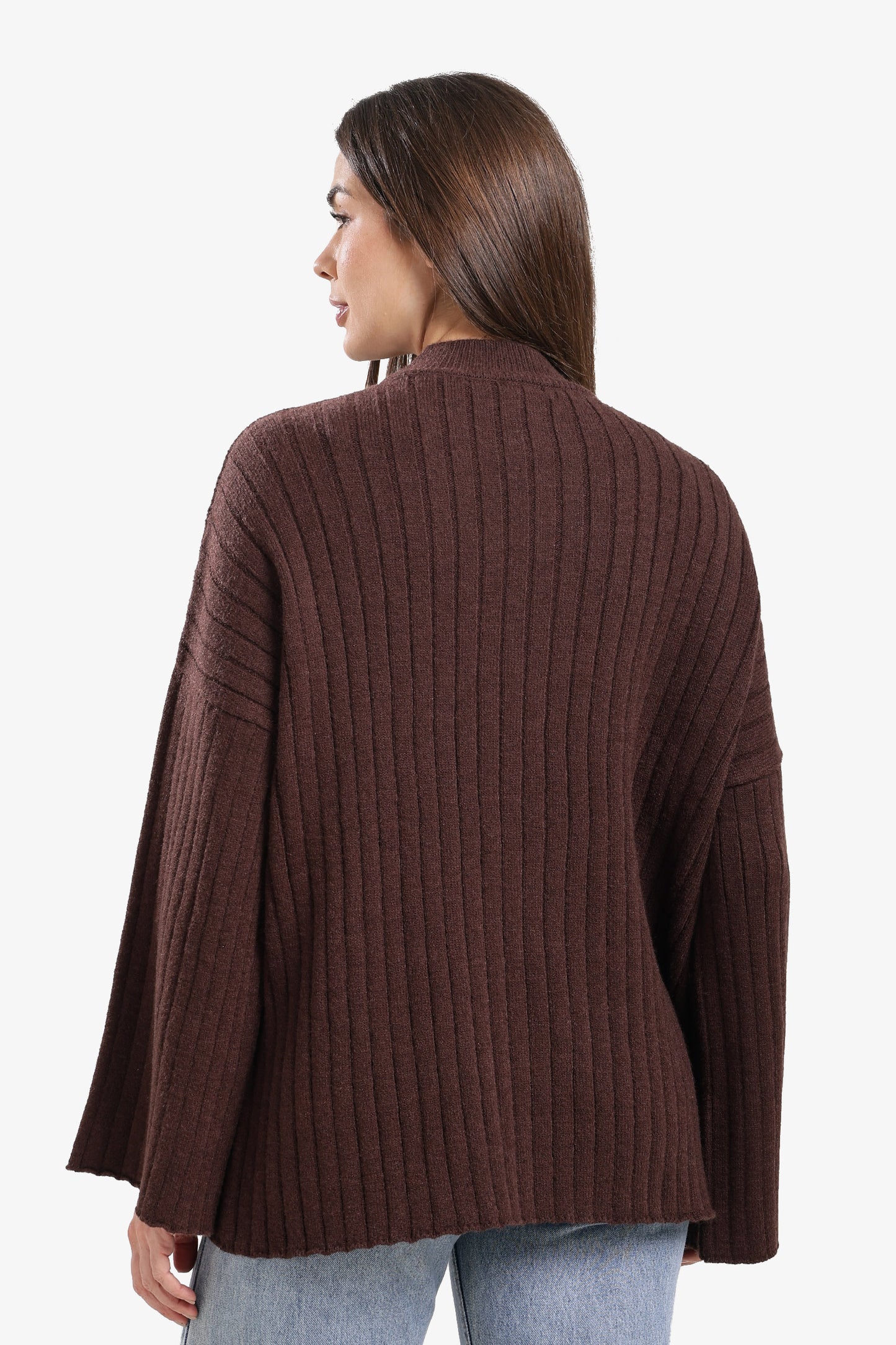 Mock Neck Ribbed Pullover