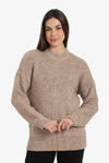Ribbed-Trim Knit Pullover