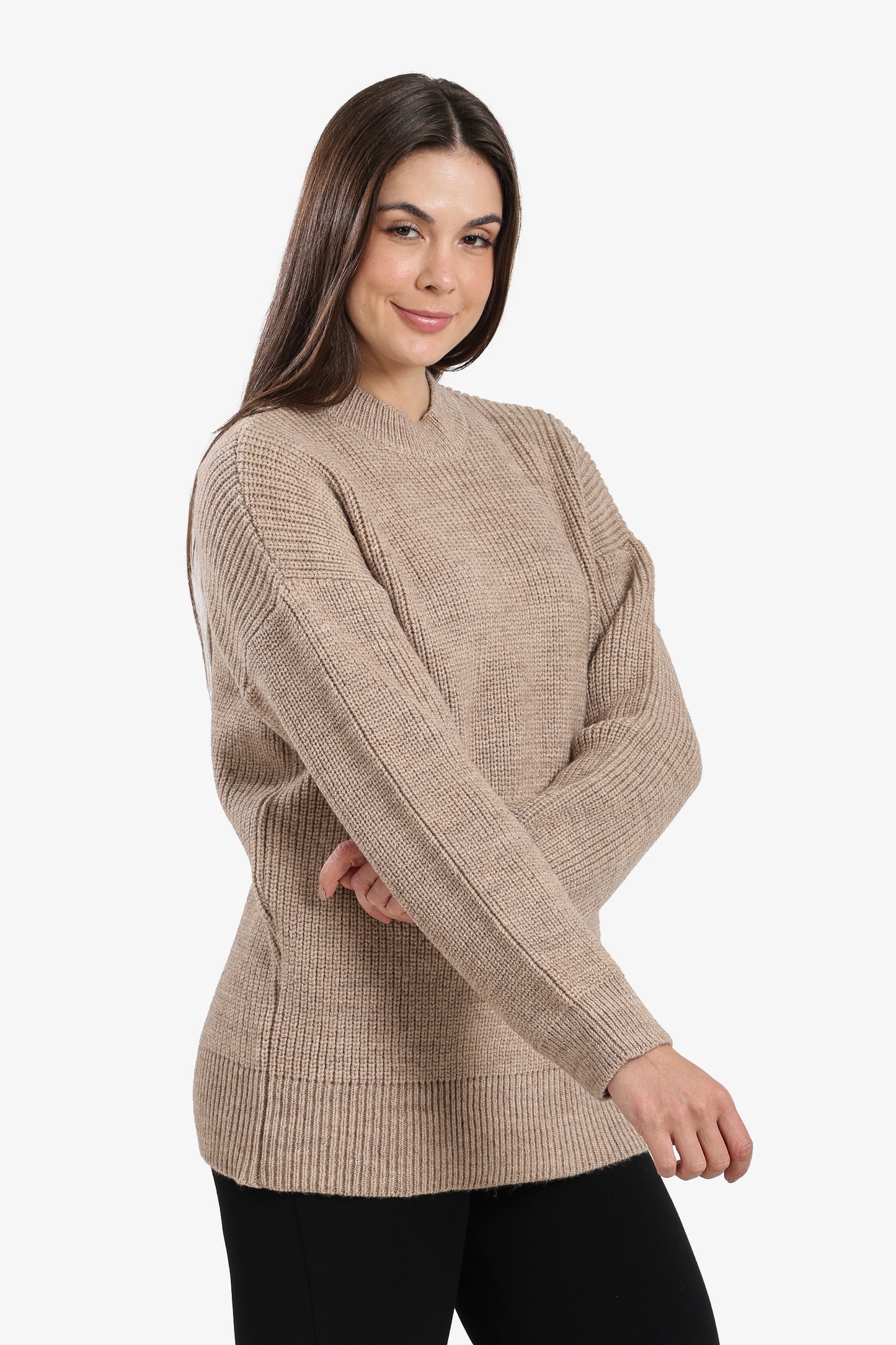 Ribbed-Trim Knit Pullover