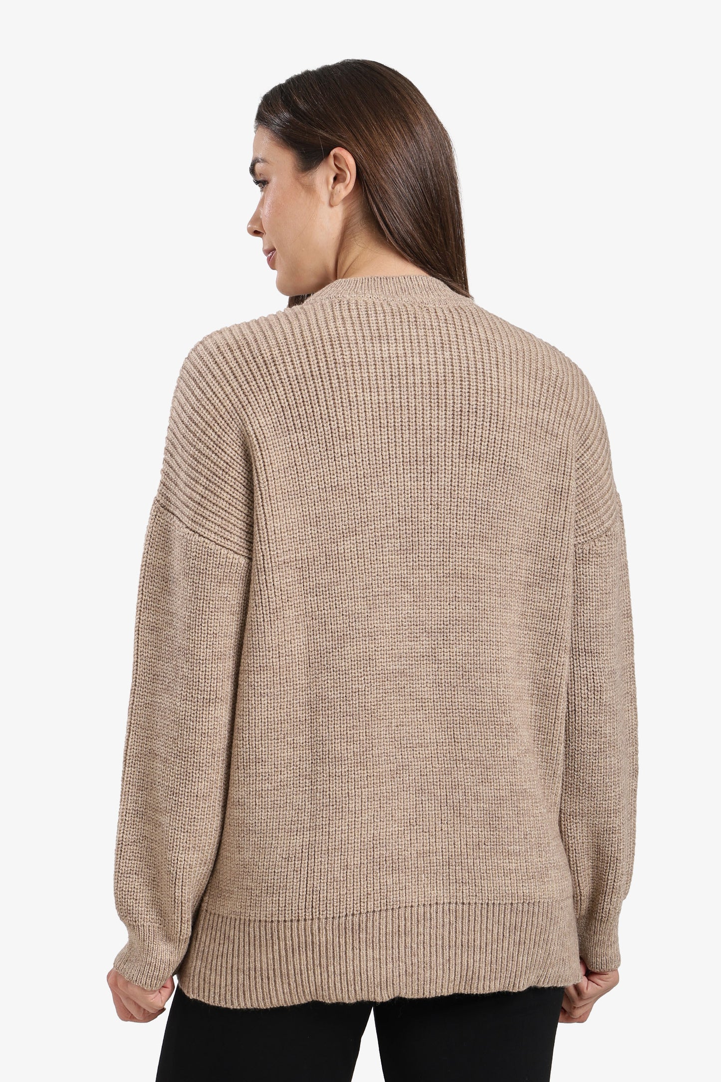 Ribbed-Trim Knit Pullover