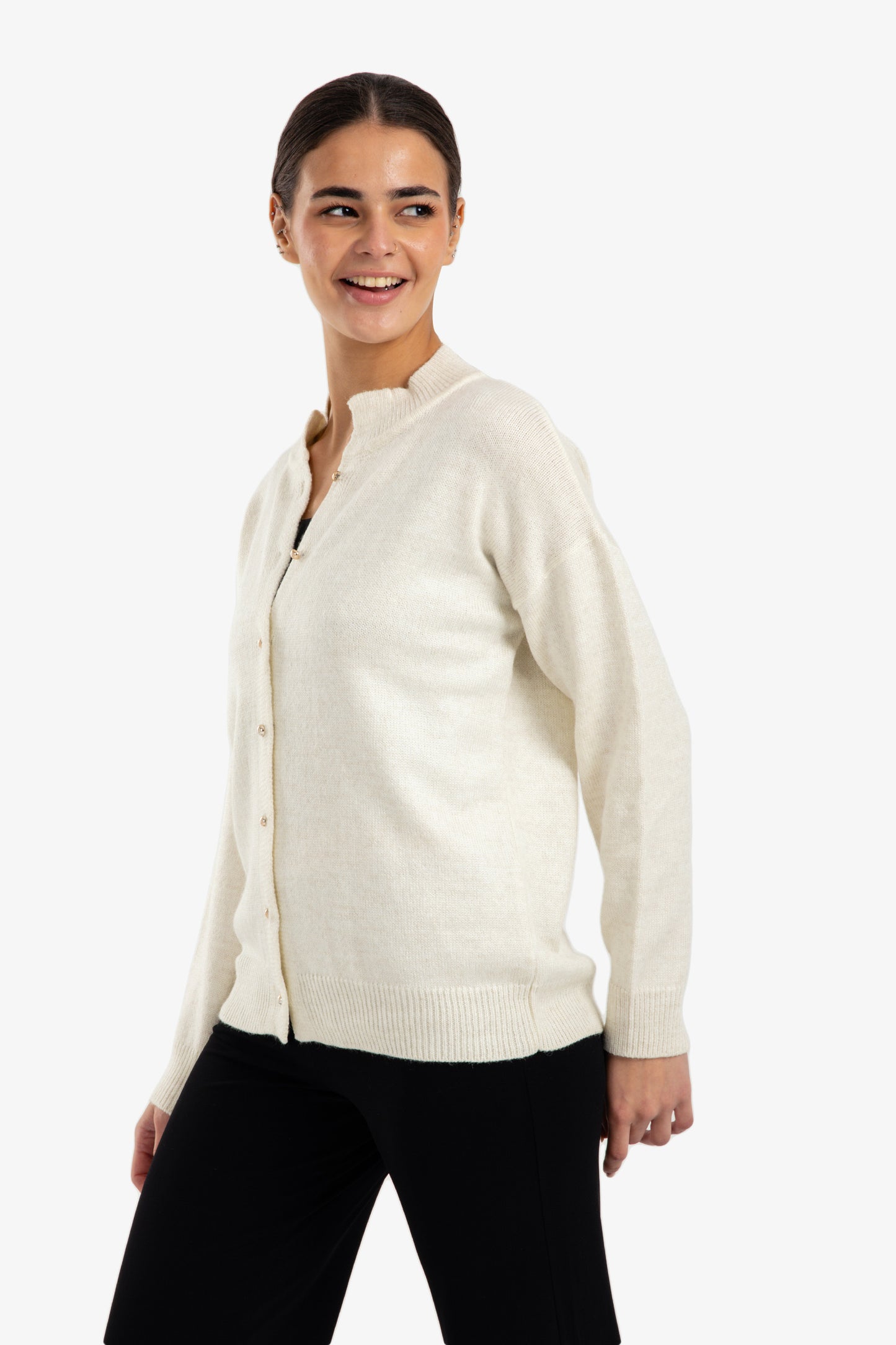 Knit Button-Front Cardigan