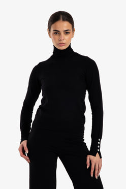 Stitched Buttoned Slim Pullover