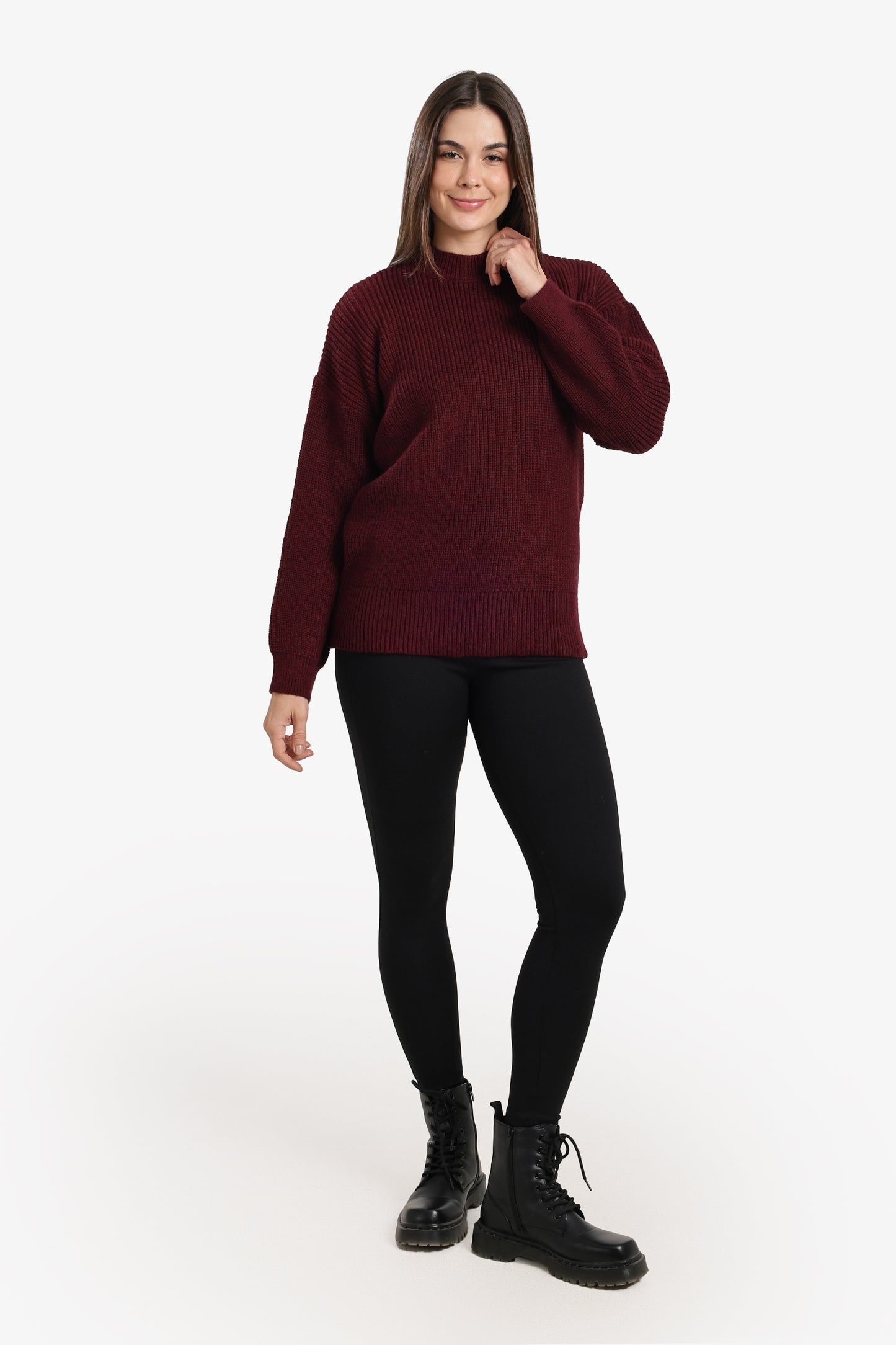 Ribbed-Trim Knit Pullover