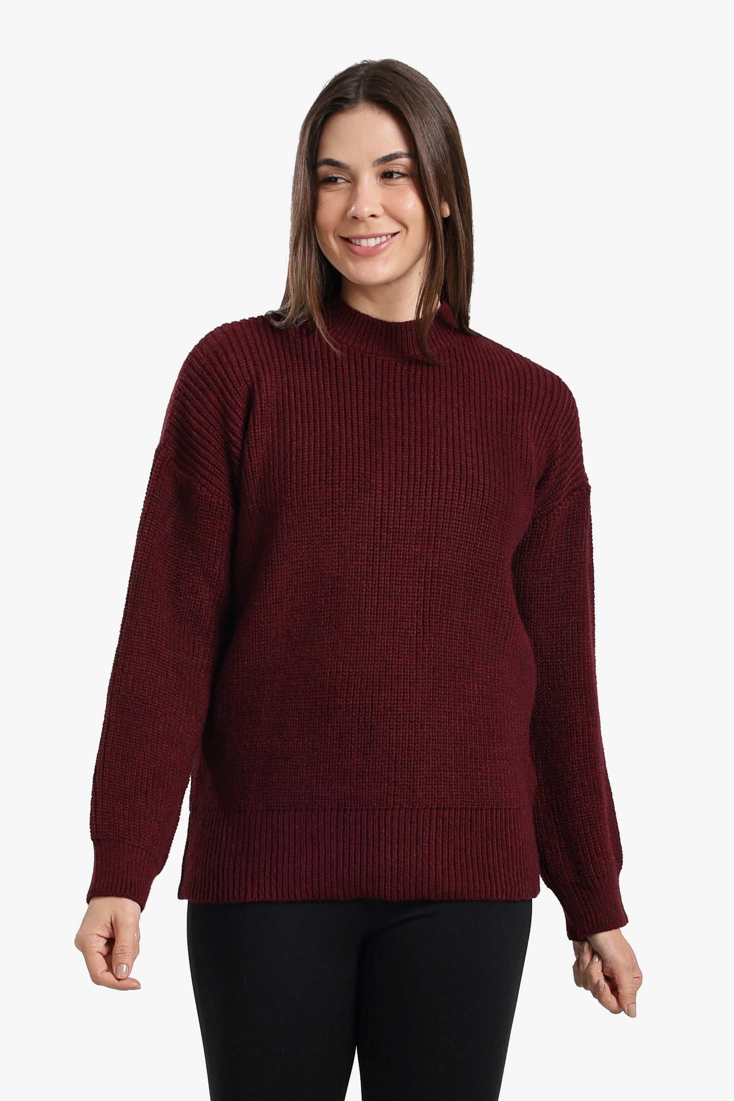 Ribbed-Trim Knit Pullover