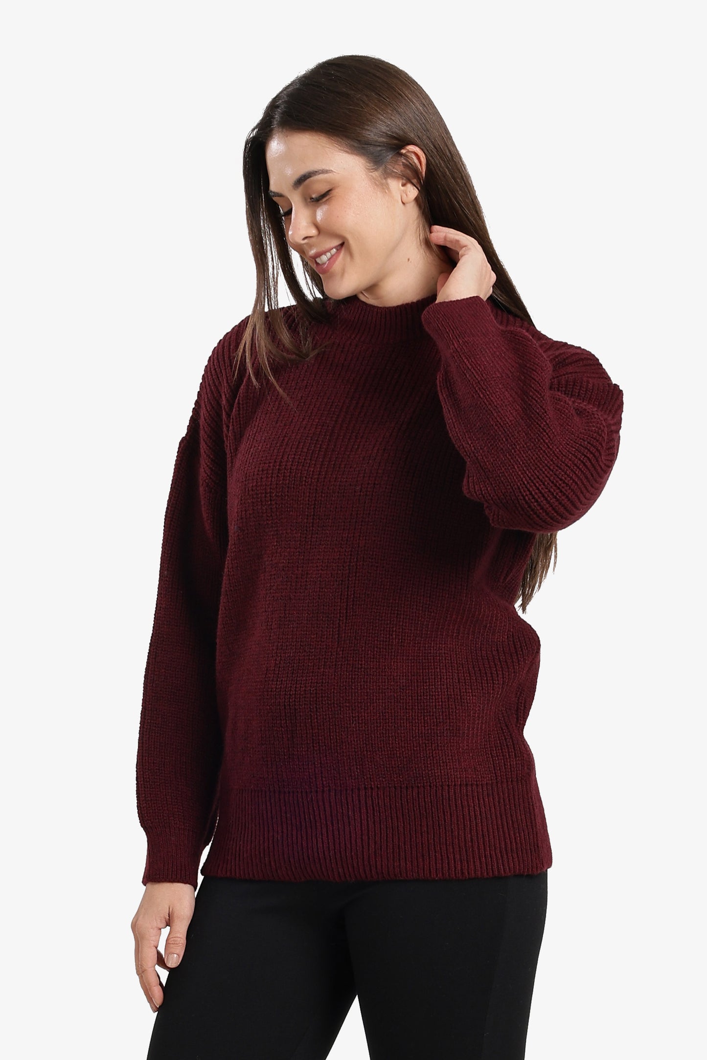 Ribbed-Trim Knit Pullover