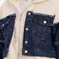 Denim-Panel Wool Jacket