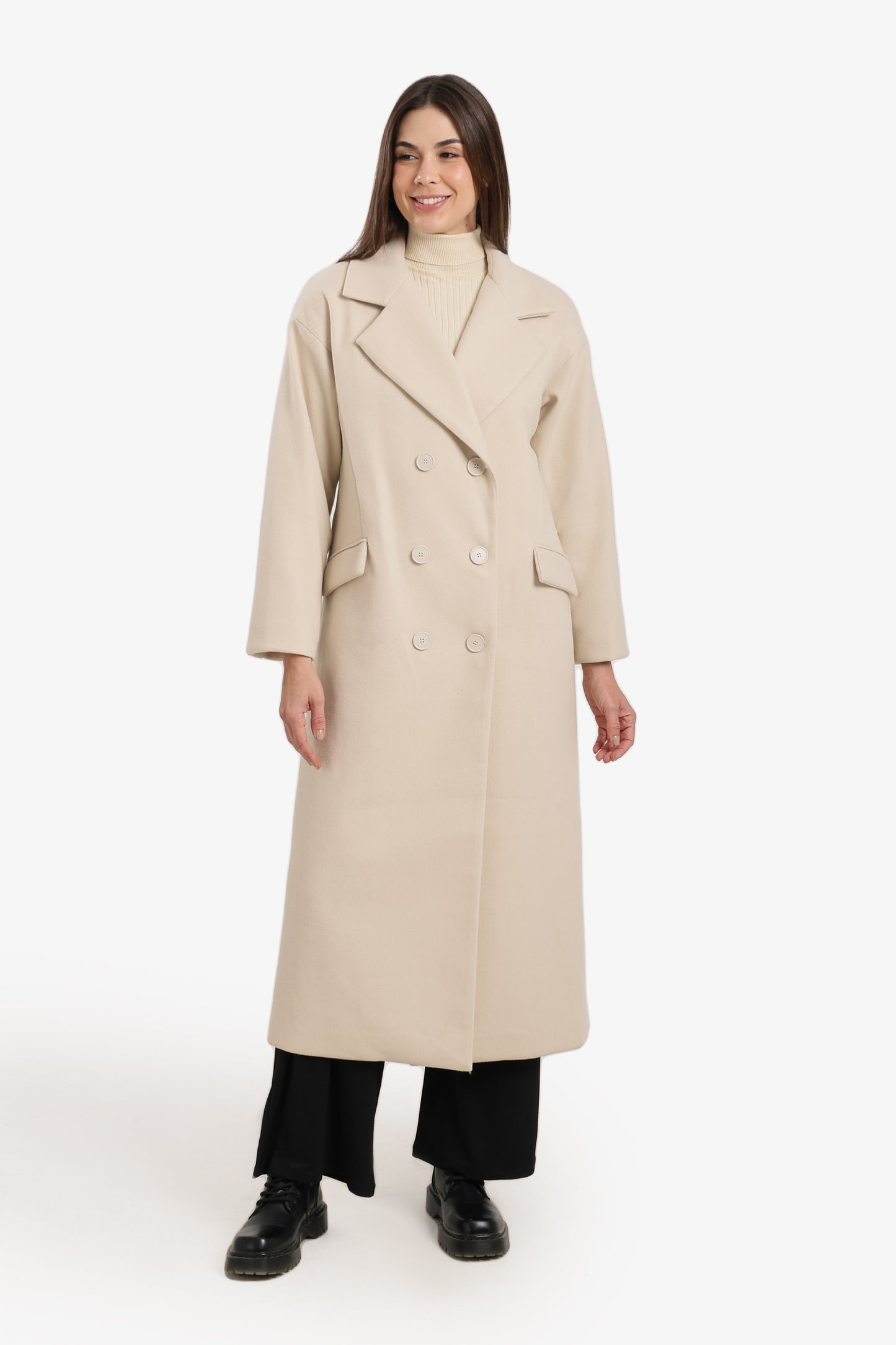 Midi Coat With Notch Collar