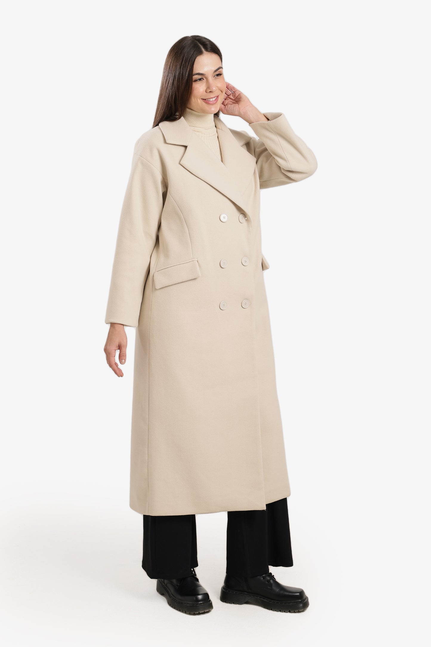 Midi Coat With Notch Collar
