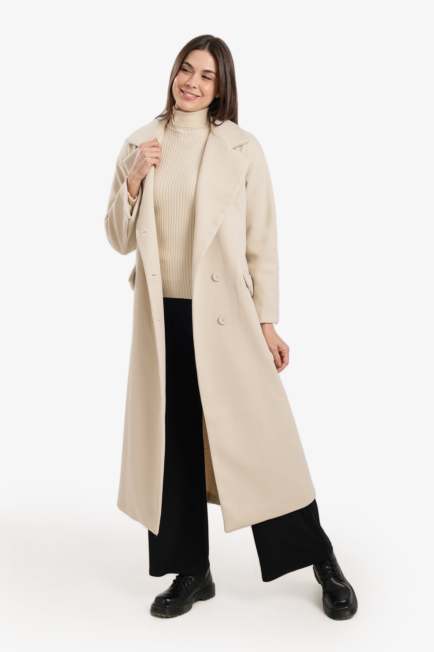 Midi Coat With Notch Collar