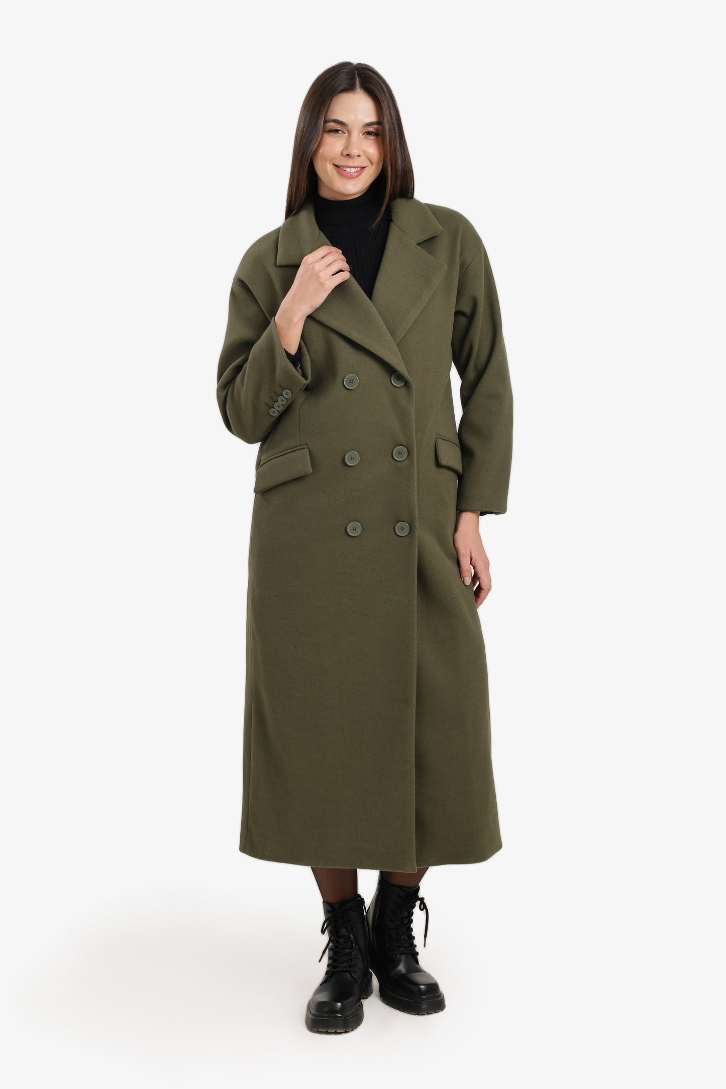 Midi Coat With Notch Collar