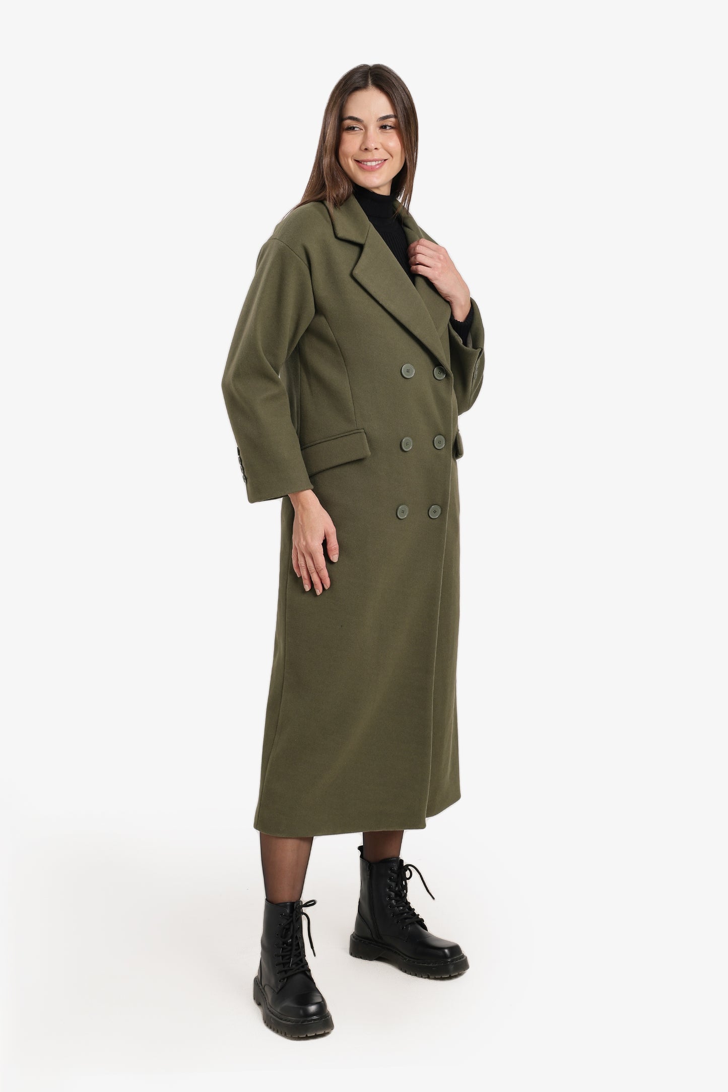 Midi Coat With Notch Collar