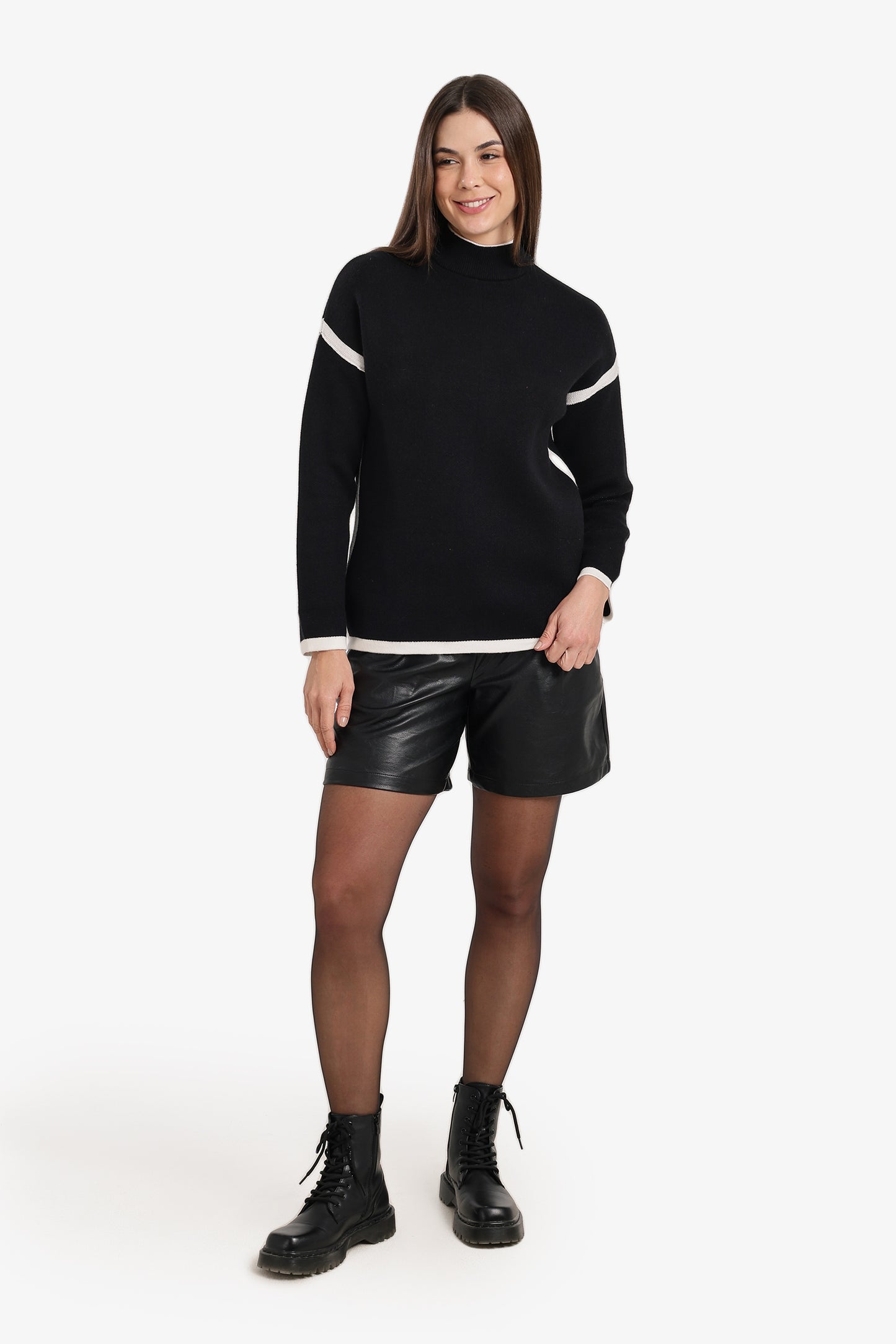 Contrast-Trim Wool Pullover