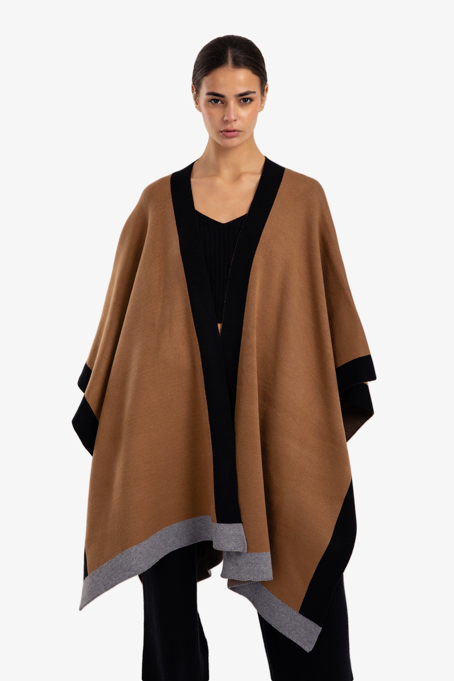 Wool Color Piping Shawl