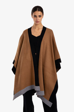 Wool Color Piping Shawl