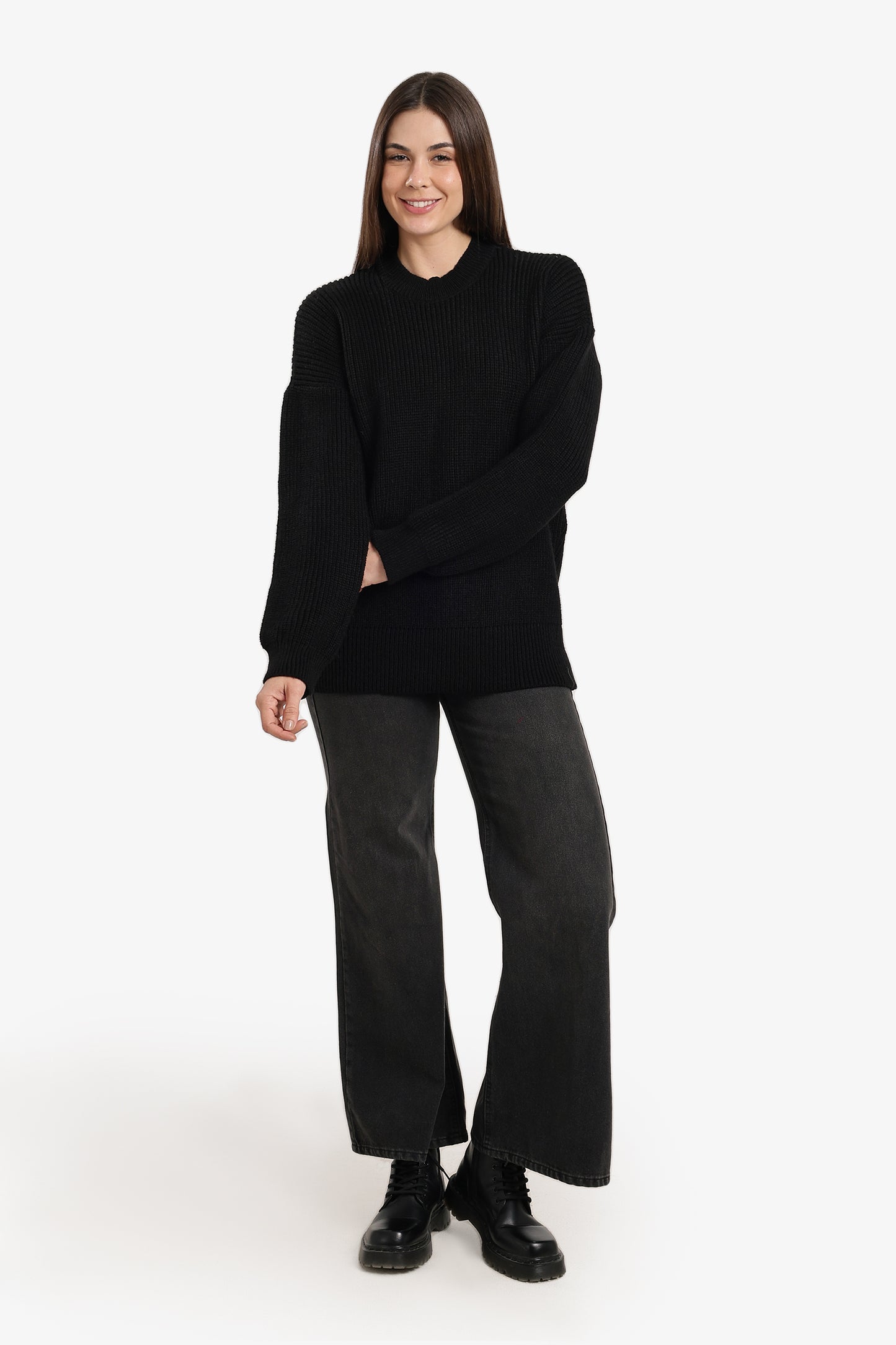 Ribbed-Trim Knit Pullover
