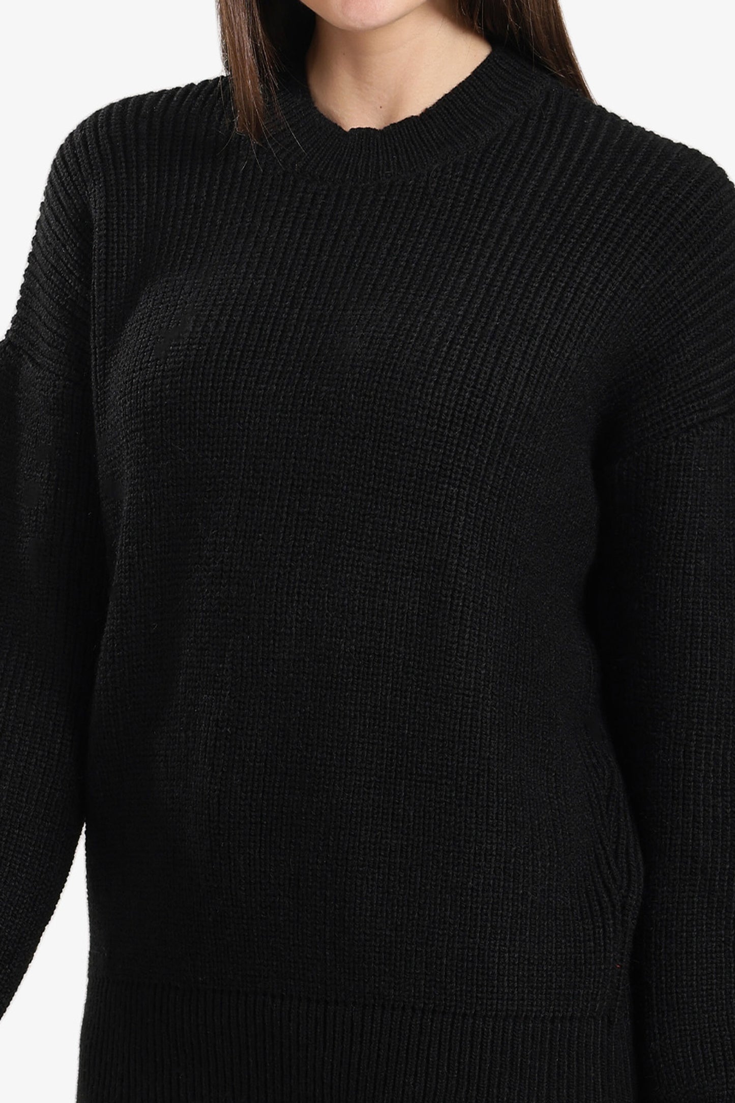 Ribbed-Trim Knit Pullover