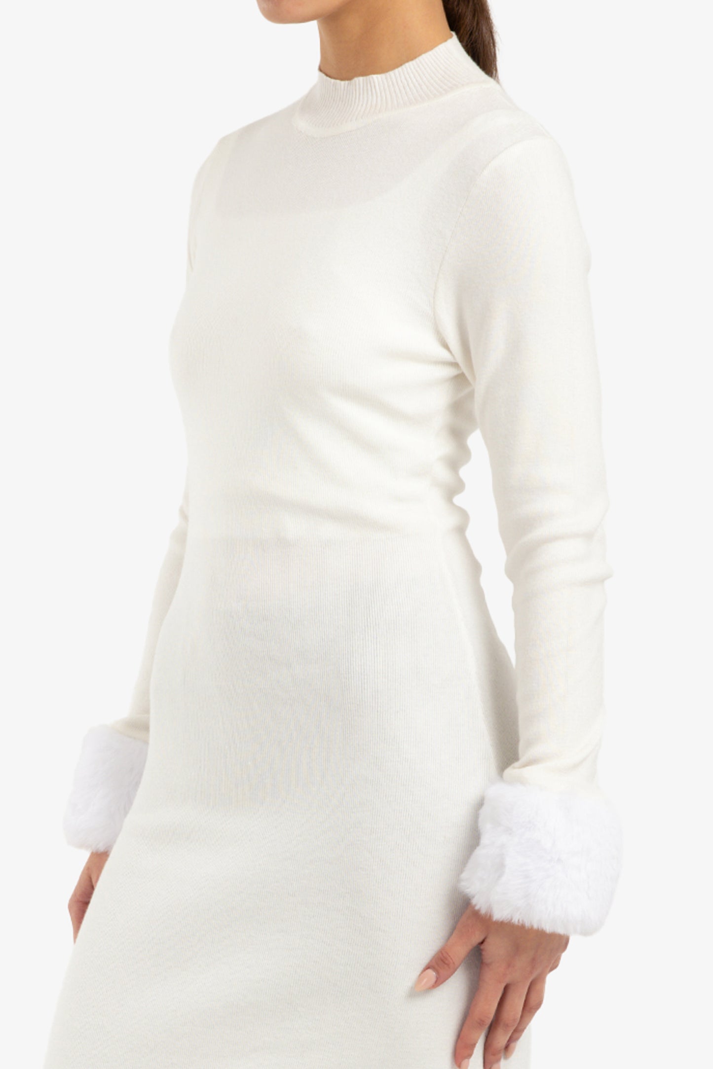 Midi Fur Cuff Dress