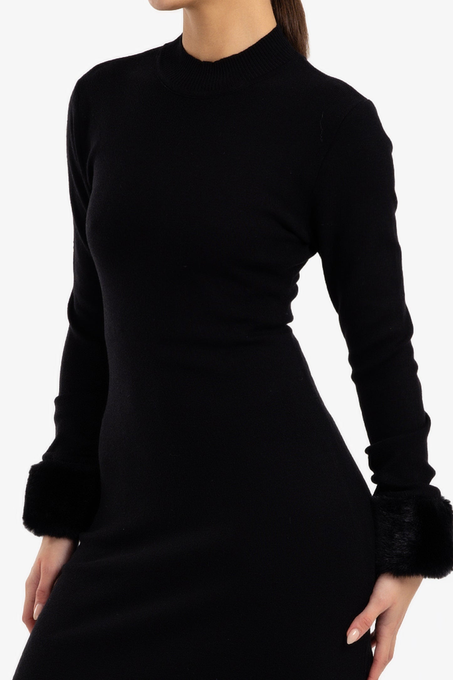 Midi Fur Cuff Dress