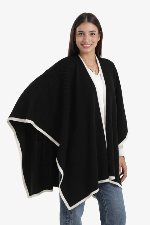 Colored Trim Poncho
