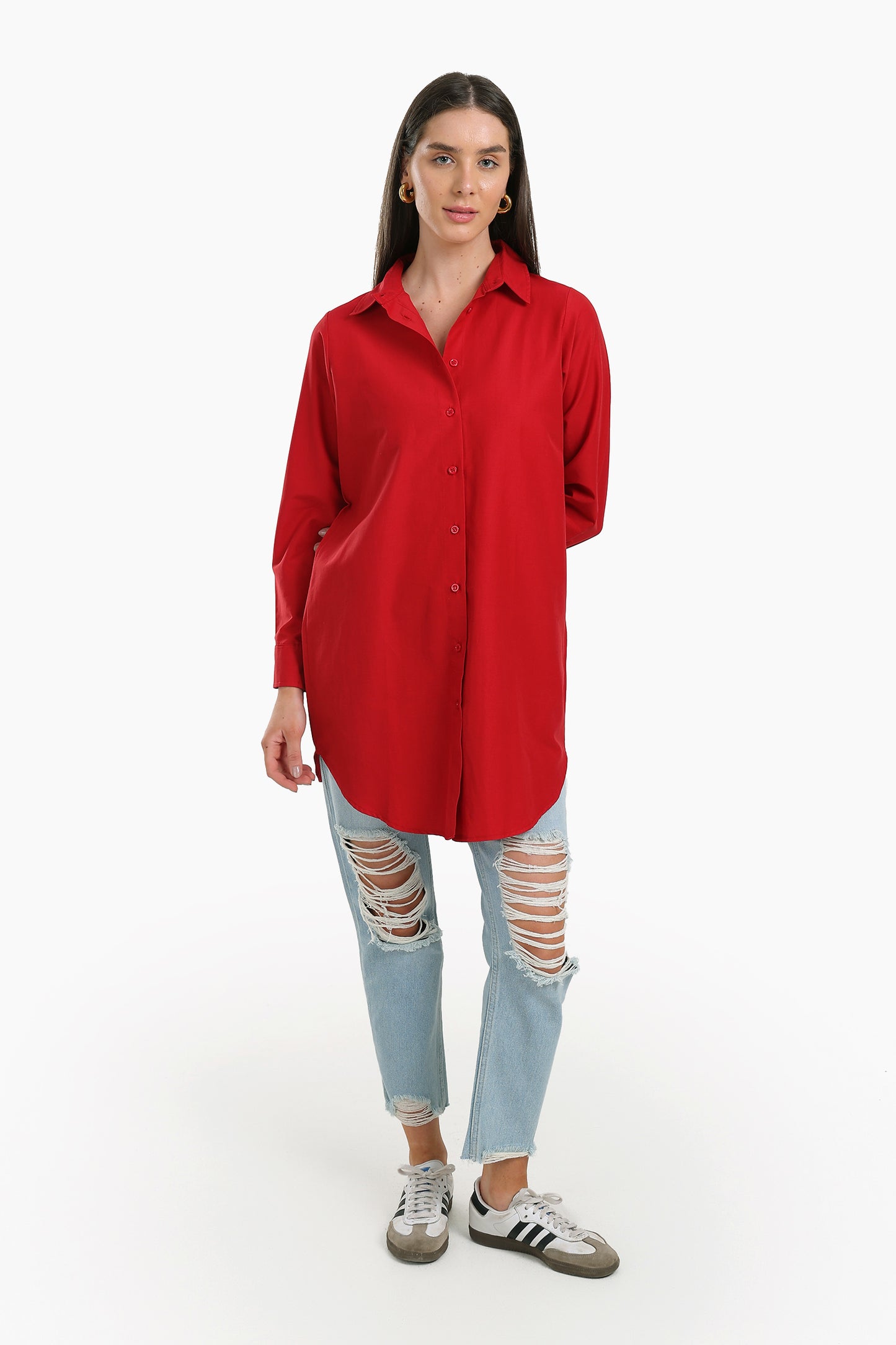 قميص طويل سادة بكم