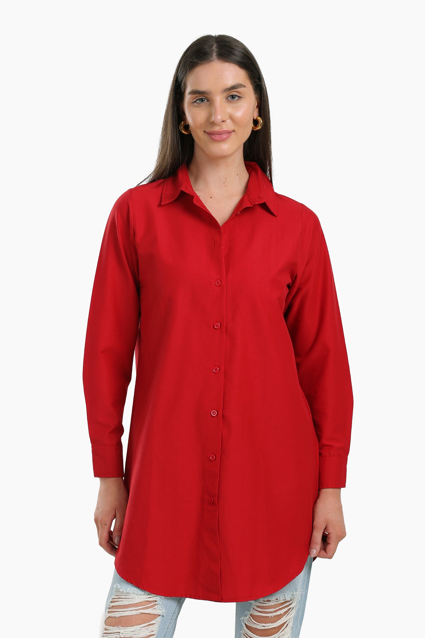 قميص طويل سادة بكم