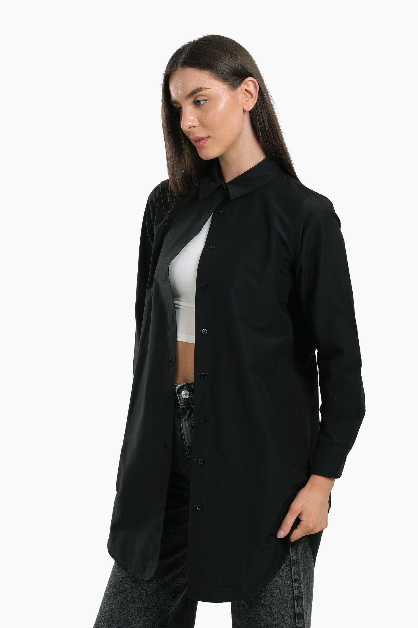 قميص طويل سادة بكم