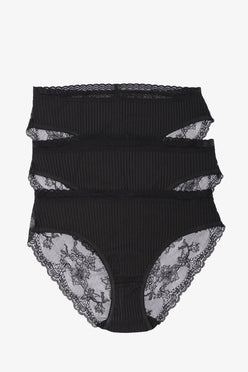 Pack of 3 Bikini Panties with Lace