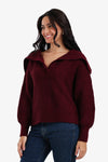 Puff-Sleeve Ribbed Pullover