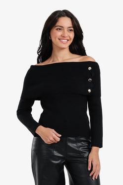 Off-Shoulder Ribbed Pullover