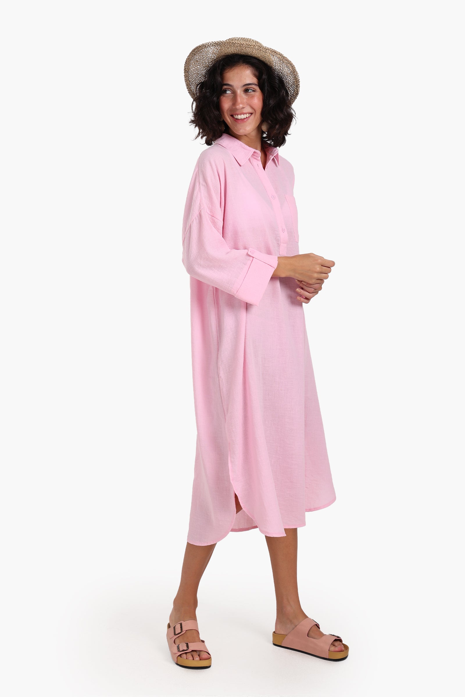 فستان متوسط الطول بأكمام 3/4