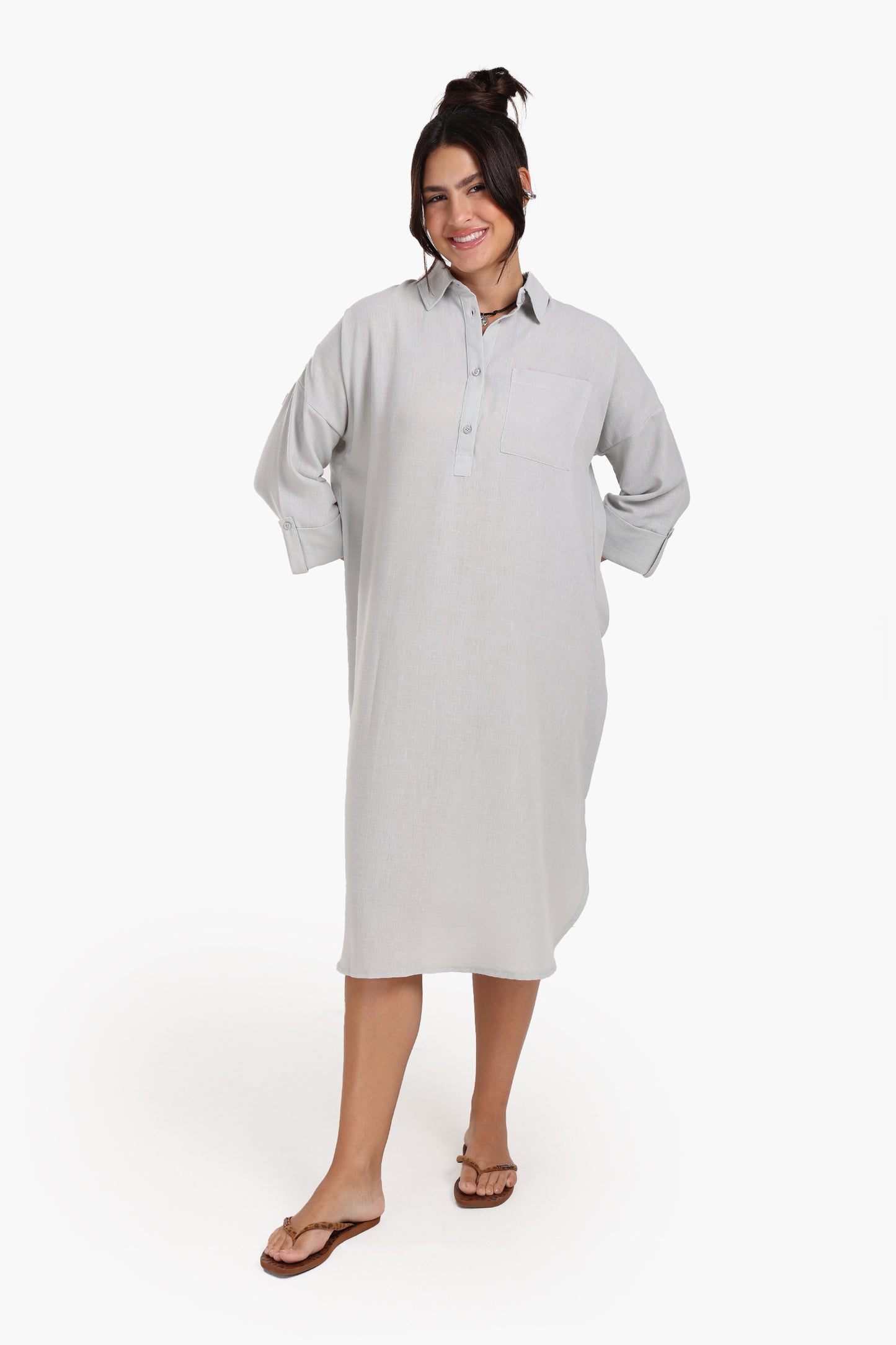 فستان متوسط الطول بأكمام 3/4