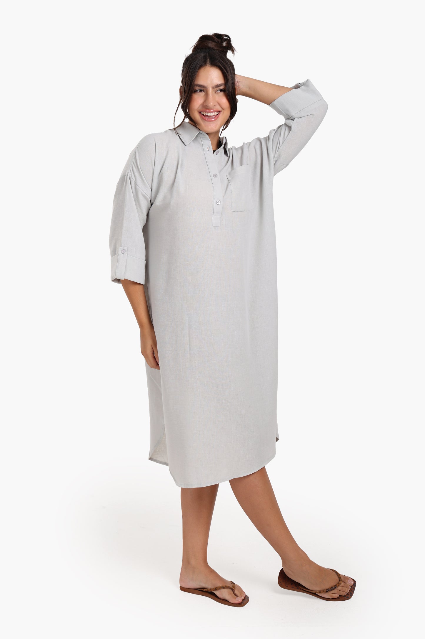 فستان متوسط الطول بأكمام 3/4