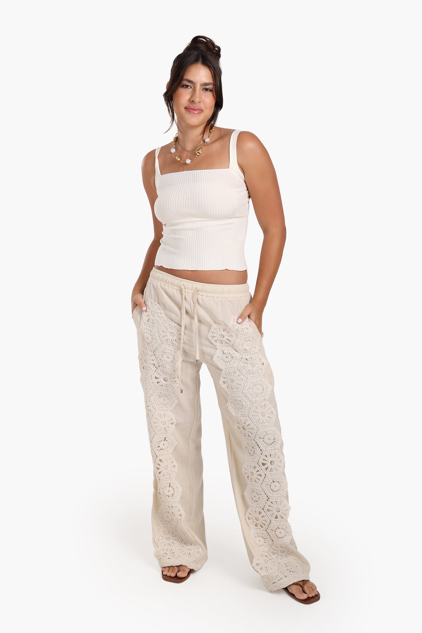 Boho Crochet Panel Pants