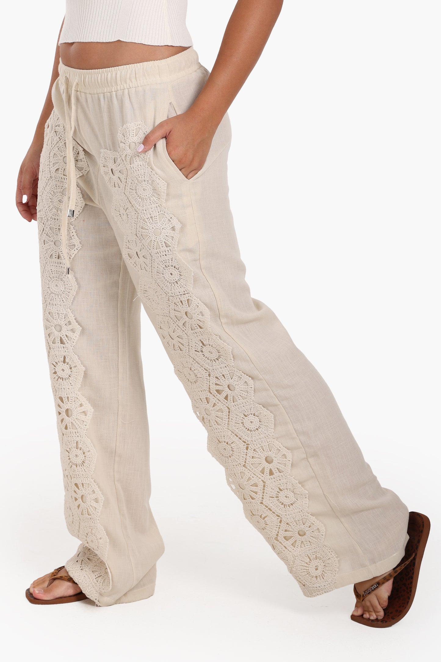 Boho Crochet Panel Pants