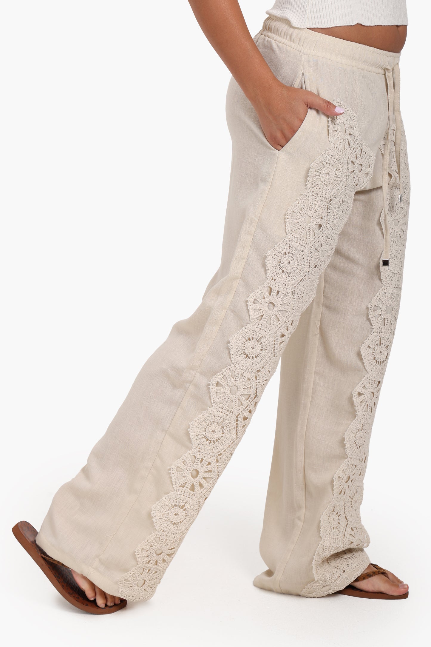 Boho Crochet Panel Pants