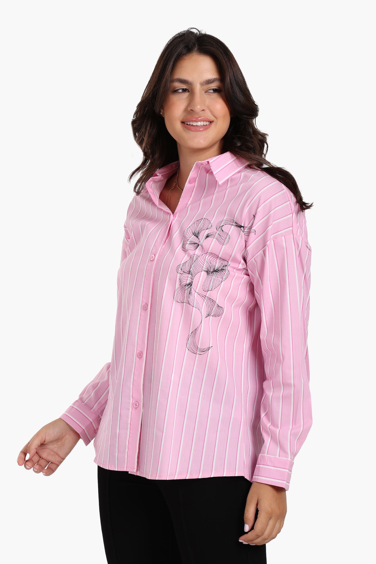 Striped Floral Print Shirt