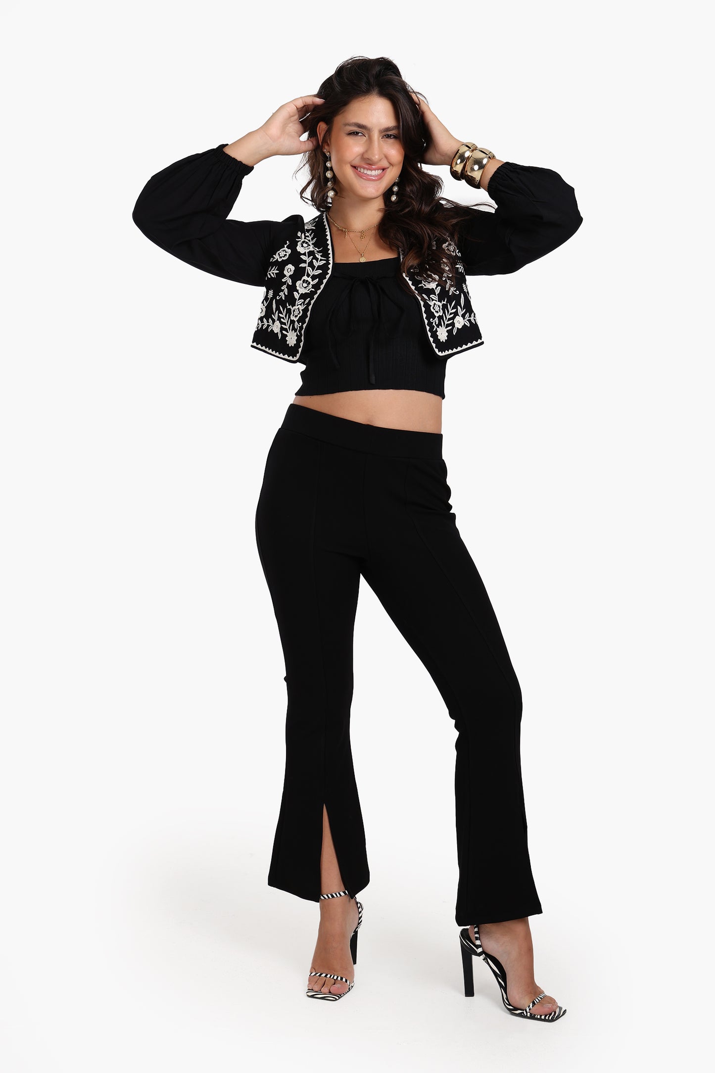 Embroidered Cropped Jacket