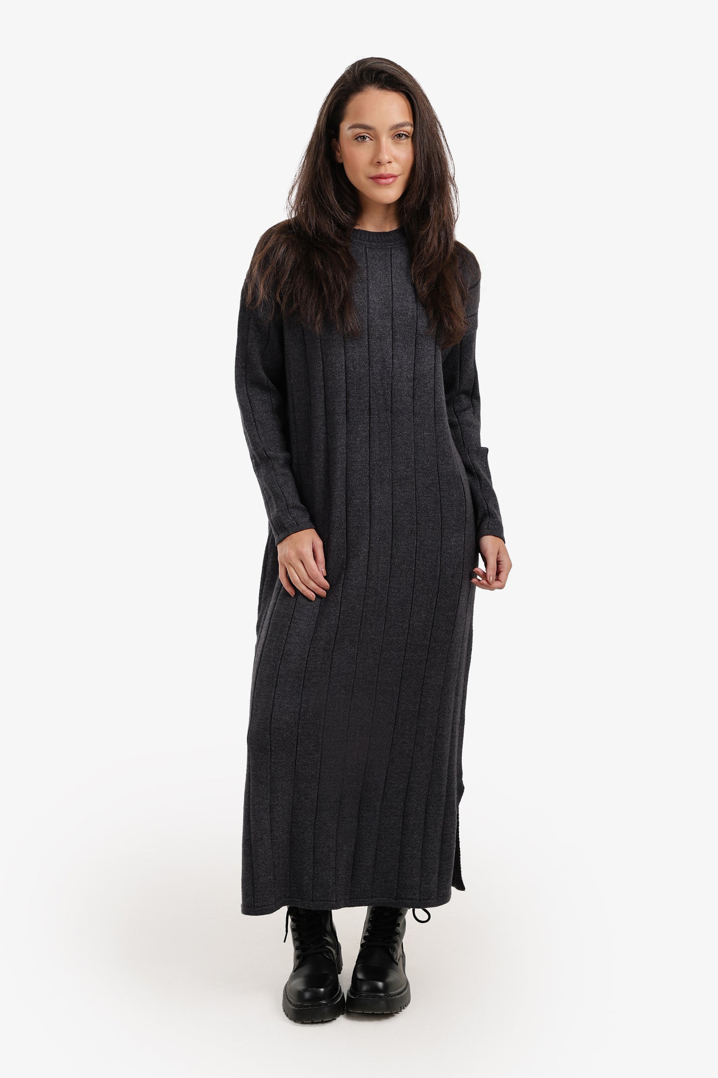 Crew Neck Ribbed Dress