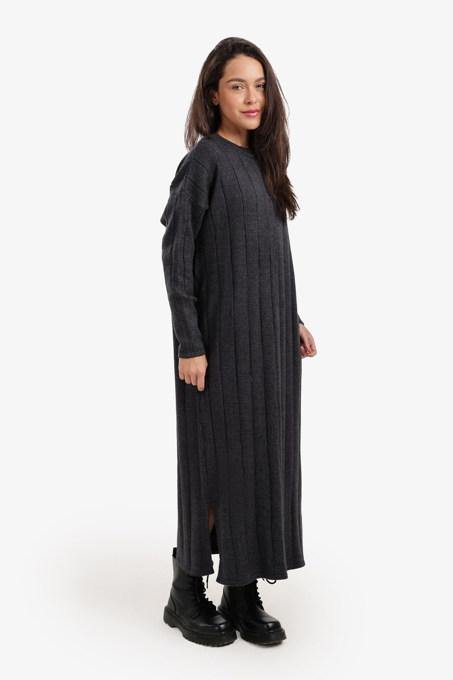 Crew Neck Ribbed Dress